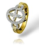 Oval Leaf Pave Diamond Ring in yellow gold by Zasha Signature Jewelry