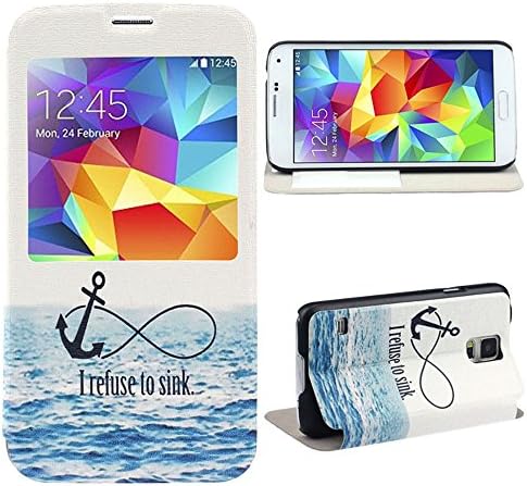 Bestpriceam 1pc New Fashion with Meaningful Pattern Leather Case Cover for Samsung Galaxy S5 I9600 (I Refuse To Sink Waves)