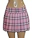 Plus Size Schoolgirl Tartan Plaid Pleated Mini Skirt Pink Stretch