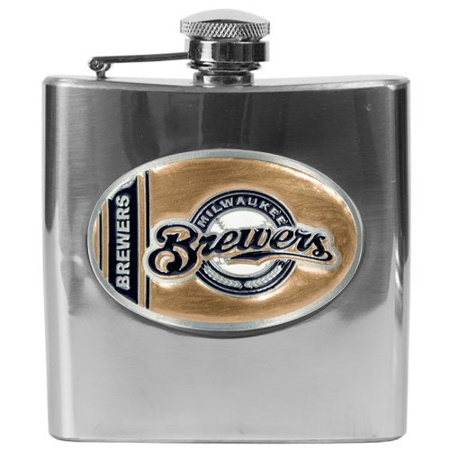 Milwaukee Brewers MLB 6oz Stainless Steel Flask