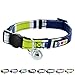 Pawtitas Pet Soft Adjustable Multicolor Cat Collar with Safety Buckle and Removable Bell Green / White / Blue