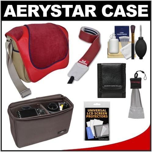 Aerystar Satna Digital SLR Camera Messenger Bag with Insert Bag + Camera Strap + Cleaning & Accessory Kit