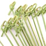 1,000 3.9 Bamboo Appetizer/Cocktail Picks with Knotted Ends - Natural Green, 10 bags X 100 pc/bag