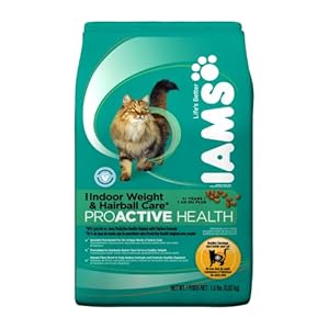 IAMS Indoor Weight Control Hairball Care Proactive Health Dry Cat Food, 1.8-Pound Bags (Pack of 8)