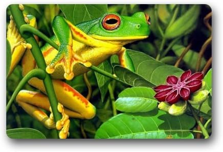 Jungle Frog Tree Lifelike Outdoor / Indoor Doormat Personalized Design Neoprene Rubber Doormat 23.6x15.7 Inch