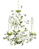 Antique Green White Leaf Clear Drops Chandelier