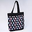 Cute Skull and Heart Print Cotton Tote Bag - Black