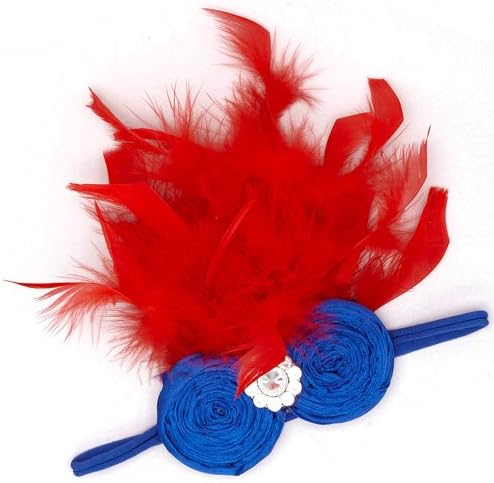 Royal Gem Clothing, Rhinestone and Feather Headband, Red &amp; Blue