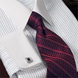 Fine Line Stripe White Collar Dress Shirt