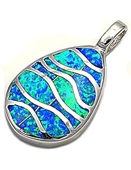 Blue Opal Ocean Wave Pendant Necklace