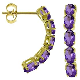 14k Gold Pin Earrings with Genuine Amethysts by