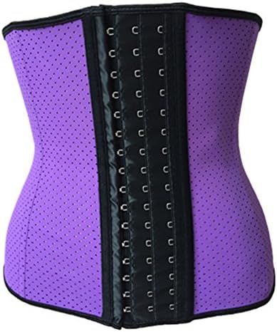 Women Latex Underbust Corset Steel Boned Mesh Breathable Sport Waist Training Cincher (L, Purple)