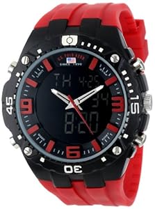 U.S. Polo Assn. Sport Men's US9173  Red Silicone Analog Digital Watch