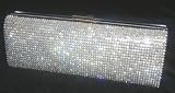 Shimmering High Quality Silver Diamante Encrusted Evening bag Clutch Purse Party Wedding