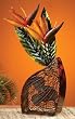 24" Extravagant Tropical Floral Plant Table Top Figure Fan