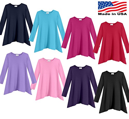 City Threads Girls Shark Bite Long Sleeve Tunic Top Blouse Shirt Stylish Modern