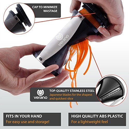Buy ★ NEW ★ Ultra Sharp VERANO Premium Spiral Vegetable Slicer Complete eBundle - Special Zucchini Spaghetti Maker For Gluten Free, Low Carb, Raw Food and Paleo Diets - Award Winning Design - As Seen On TV!