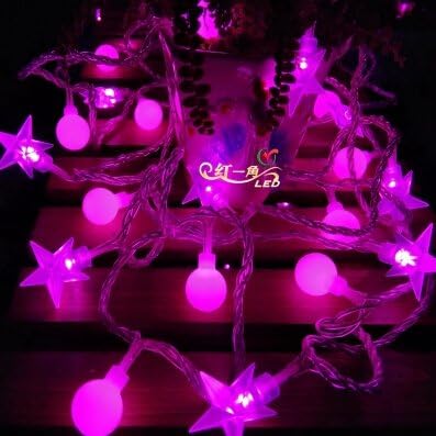 The Lights Flashing Light Stars Ball Lamp Bulb Decorative Lamp Room Romantic Outdoor LED Christmas Lights ( Color : Pink , Size : Battery-C )