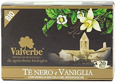Valverbe - Nego e Vaniglia - Italian Vanilla and Black Tea From Organic Farming 1.07 (30g) - Pack of 4