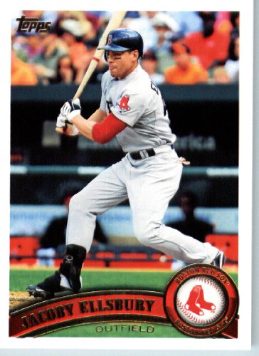 2011 Topps Baseball Card # 351 Jacoby Ellsbury - Boston Red Sox - MLB Trading Card (Series 2) in a Protective Screwdown Case