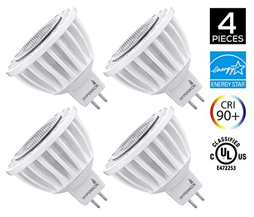 4-Pack of Hyperikon MR16 LED 7-watt (50-Watt Replacement), 4000K (Daylight White), CRI90+, 490lm, Flood Light Bulb, Dimmable, UL-Listed and FCC-Approved
