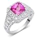 Gorgeous 3.25 carats total weight Princess Cut Checker Board Created Pink Sapphire & White CZ Size 8 Gemstone Ring in Sterling Silver