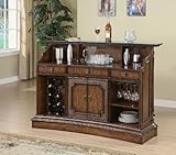 Bar Unit with Marble Top and Wine Rack in Brown Finish