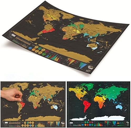 Deluxe Scratch Off World Map Personalized Travel Poster