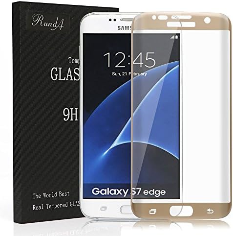 S7 Edge Screen Protector, RundA 0.2mm Thinnest Full Screen 5.5" Premium Tempered Glass Screen Protector Film for Samsung Galaxy S7 Edge  (Gold)