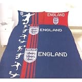 from England Clearance - England Football Double Quilt/Duvet Cover Bedding Set (Navy Red) (Double Bed) (Navy/Red/White)