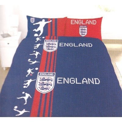 Clearance - England Football Double Quilt/Duvet Cover Bedding Set (Navy Red) (Double Bed) (Navy/Red/White)