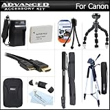 Complete Accessory Kit For Canon PowerShot S100 12.1 MP Digital Camera Includes Extended (1200mAh) Replacement NB-5L Battery + Ac/Dc Travel Charger + Deluxe Case + Mini HDMI Cable + 57" Pro Tripod + 67" Monopod + USB Card Reader + Screen Protectors + More