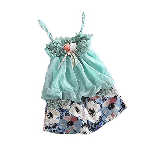 Metee Dresses Girls Chiffon Tops Vest Spaghetti Straps Floral Shorts Outfits Sets