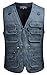 Mrignt Mens Casual Loose Fit Multi-Pockets Zipper Denim Vest Jackets