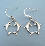 Leaping Dolphins Sterling Silver Earrings Jewelry Ocean Theme Charms Drops Dangles