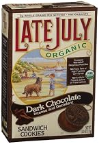 Late July Organic Dark Chocolate Sandwich Cookies, 8.2-Ounce Boxes (Pack of 6)