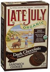 Late July Organic Dark Chocolate Sandwich Cookies,  8.2-Ounce Boxes (Pack of 6)