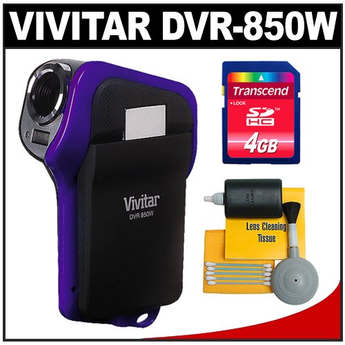 Vivitar DVR-850W Underwater Digital Flip Video Recorder Camcorder  with 4GB Card + Accessory Kit
