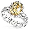 One of a Kind 3ct TW Certified Oval-Cut Fancy Yellow Diamond Ring in 18k Gold
