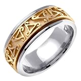 Celtic Wedding Bands With Comfort Fit 14K Two-tone Gold Can Also Be Made In Platinum or Other Colors 18K And 24K Is Also Available 8mm