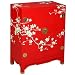 EXP Handmade Furniture - 30" Contemporary Red Storage Cabinet / End Table W Painted White Blossoms