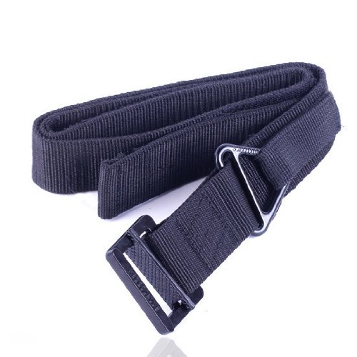 Aokeshen Ceinture Multi-fonctionnelle:Survie Ceinture Tactique/Ceinture Sangle Fire Rescue /Militaria Camp/Ceinture de chasse extérieur en Nylon-Noir