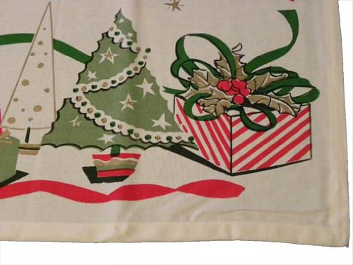 Vintage Reproduction Gifts & Stars Christmas Tablecloth