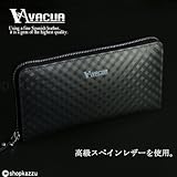 [ヴァキュア] VACUA 長財布 メンズ BK スペインレザー 牛革 メッシュ 多機能 ラウンド長財布　VA-005 【ブラック】