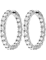 5.40 ct. tw Round Cut Diamond Inside Outside Hoop Earrings - G-H SI2 - 14 Kt. White Gold