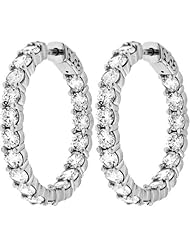 5.40 ct. tw Round Cut Diamond Inside Outside Hoop Earrings - E-F VS1 - 14 Kt. White Gold