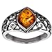 Sterling Silver Amber Marquise Shaped Ring