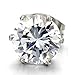 3-9 Mm Mens Ladies White Cubic Zirconia Stud Earrings Stainless Steel, 2pcs