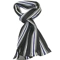 Men's Striped Wool Scarf - Mens Extra Fine Merino College Striped Scarf-Made by Johnstons in Scotland