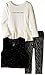 Calvin Klein Little Girls' Black Fur Vest with Tee and Animal Print Pants